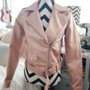 Rose Gold Faux Leather Jacket